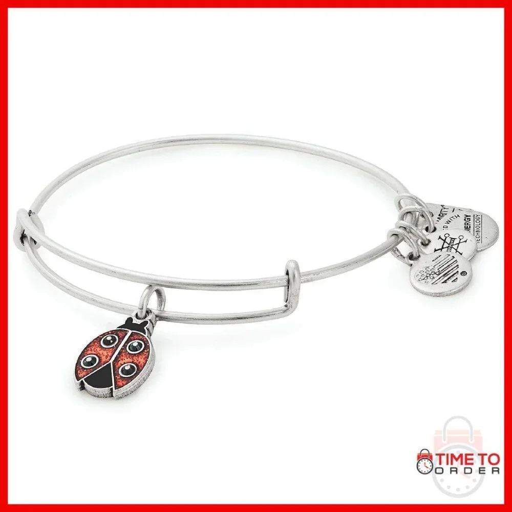 Expandable Ladybug Charm Bangle Bracelet Adjustable 2-3.5 Inches